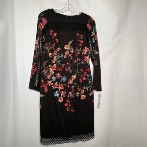 NWT ANTONIO MELANI Delia Dress Black Poppy Dark Floral Victorian Daydream SZ‎ 4